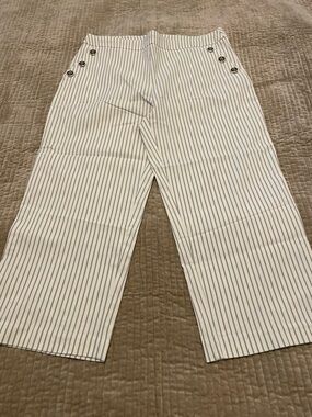 Jules & Leopold White Pants with Navy Pinstripes